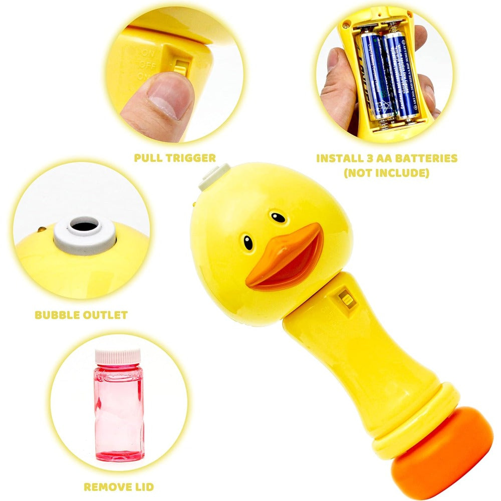Duck & Bunny Bubble Wand Set of 2 with Bubble Solution - Electric Animal Bubble Maker for Kids, Easter Summer Outdoor Toy, Birthday Wedding Party Favor Gift for Boys Girls