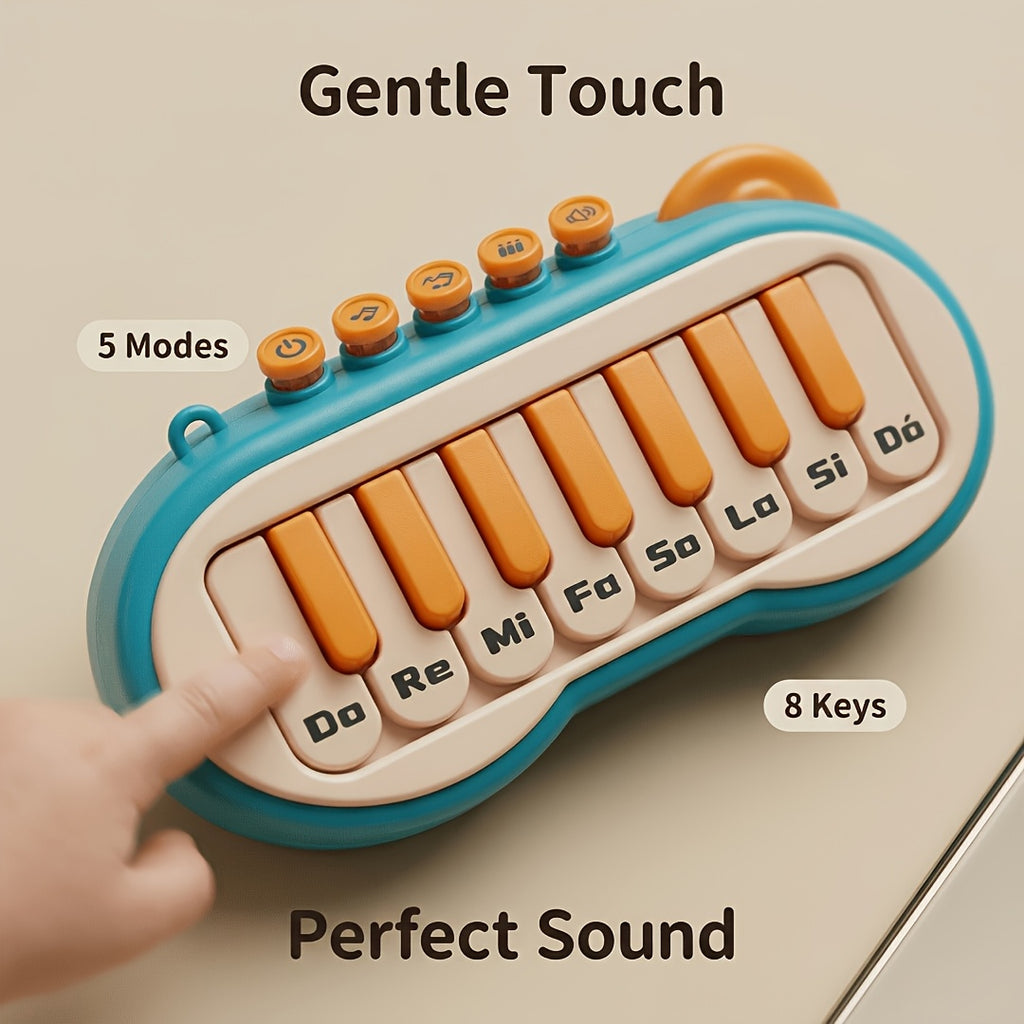Mini Piano Toy for Kids 8-Key Musical Keyboard - Do Re Mi Scale, Portable Electronic Piano with Lanyard, Educational Music Toy, Non-Toxic ABS, Gift for Boys & Girls