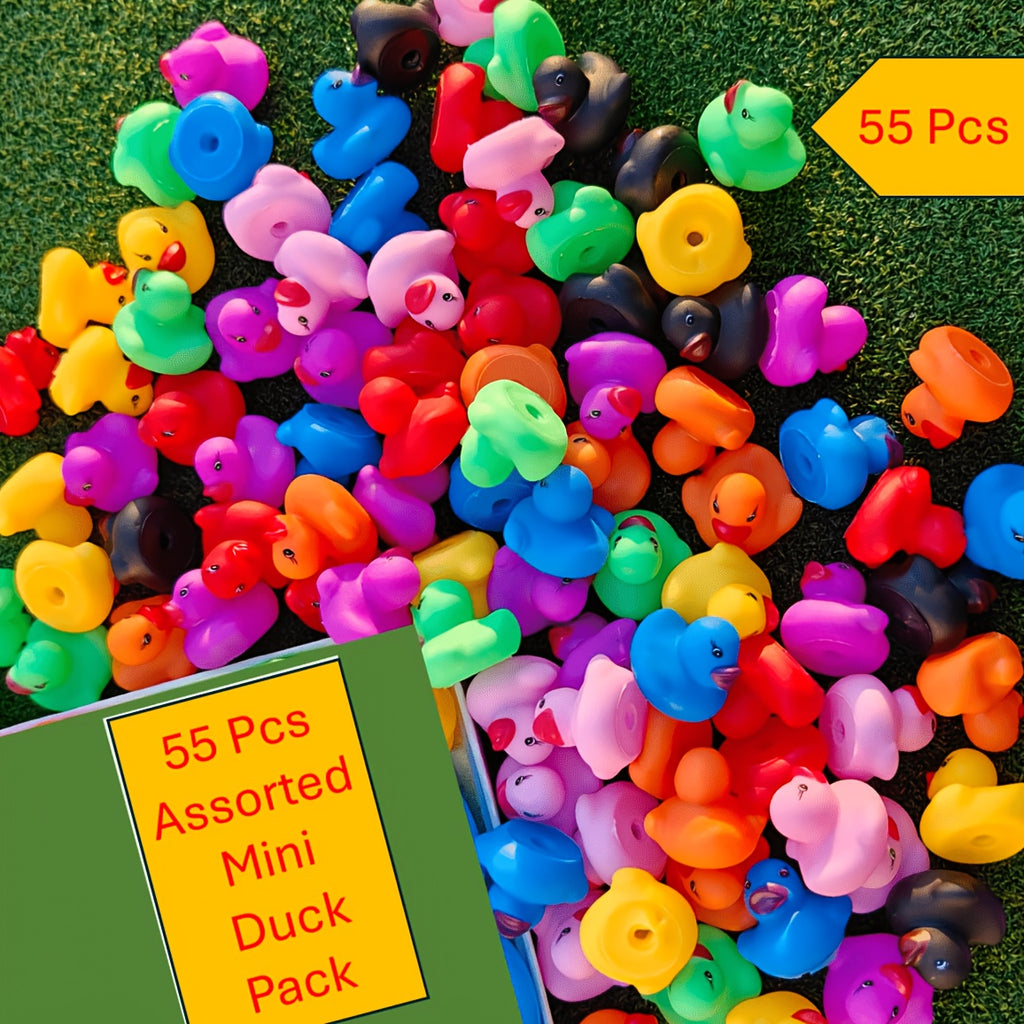 Mini Rainbow Duck Bath Toys 55 Pack – Bulk Colorful Rubber Ducks for Kids Bathtub Pool Party Favors, Goodie Bag Stuffers, Carnival Prizes Boys Girls