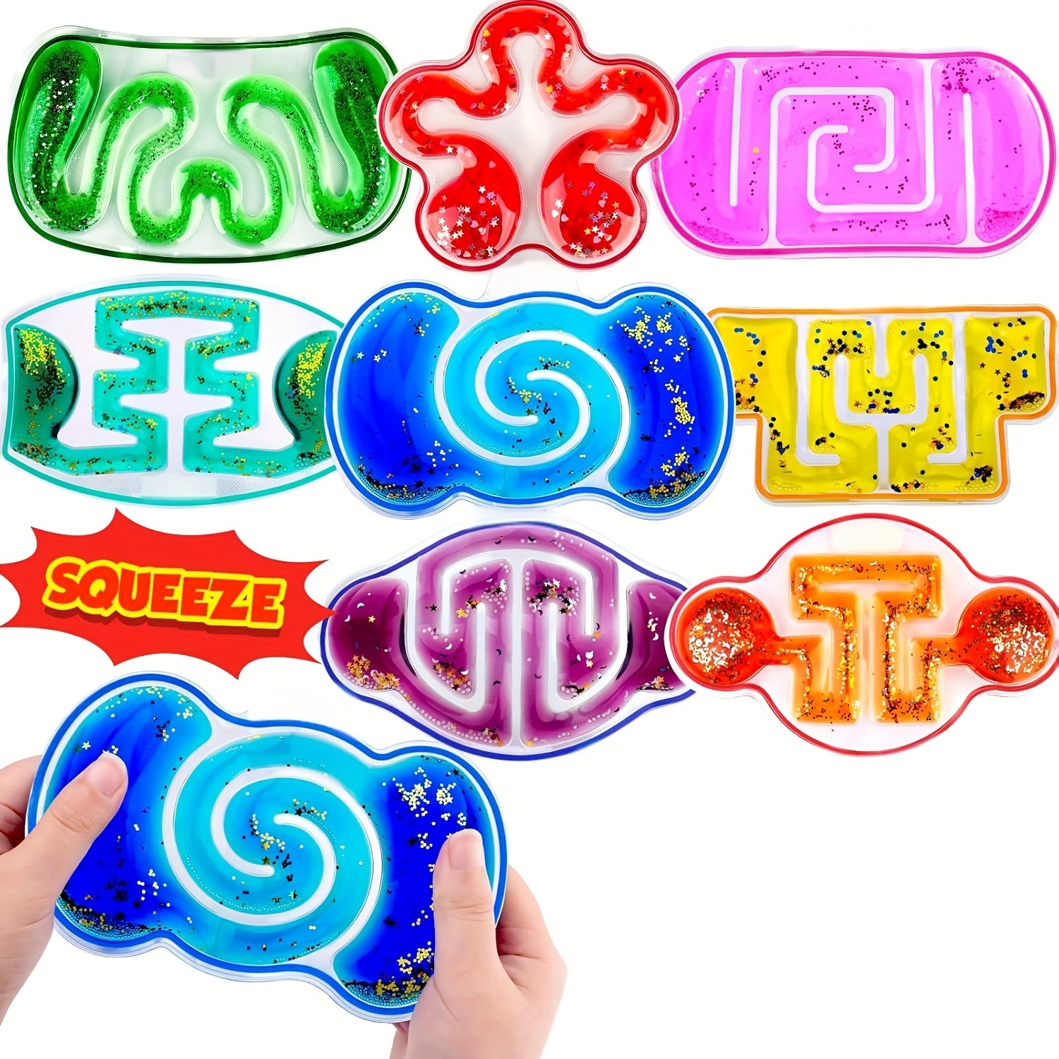 Sensory Squeeze Fidget Toys for Kids 8pcs Combination Pack – Stress Relief Tactile Sensory Play Set for Classroom, Home & Travel, Birthday Easter Holiday Gift Ages 3+