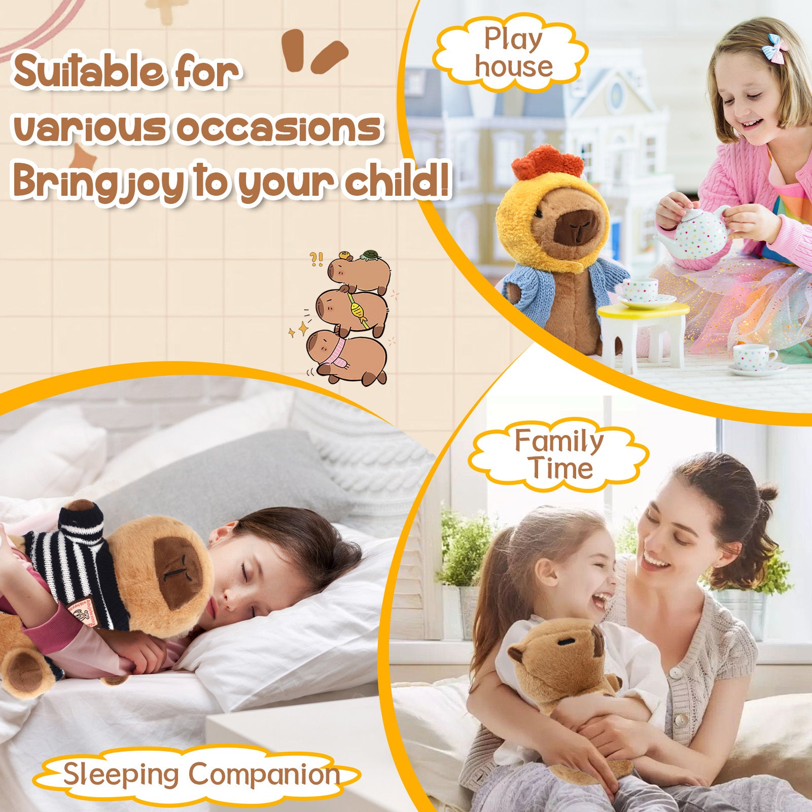 Capybara Plush Toy with 10 Clothes & Accessories – Soft Stuffed Capybara Dress Up Plushie, Cute Capybara Gift for Kids Boys Girls Birthday