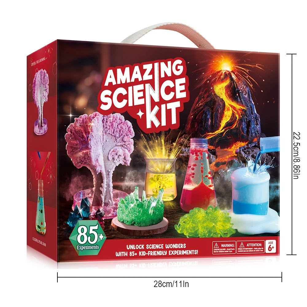 Amazing Science Kit for Kids 85+ Experiments – STEM Activities Gem Digging Crystal Growing Volcano Chemistry Educational Toy Gift Boys & Girls Ages 6+