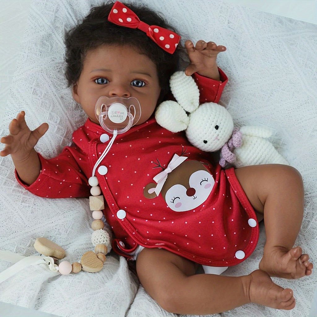 Black Girl Reborn Baby Doll 20 Inch Soft Fabric Body Hair Implant – Realistic African American Newborn Girl Doll by VIVIDOLL Ages 3+ Birthday Christmas Gift Doll Only