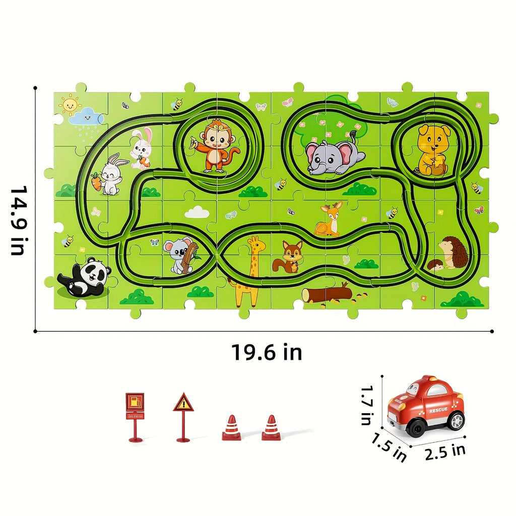 Race Track Car Set for Kids 39 56 73pcs – DIY Jigsaw Flexible Slot Track Toy, Fun Racing Car Gift for Boys Ages 3 4 5 and Up, Indoor Play