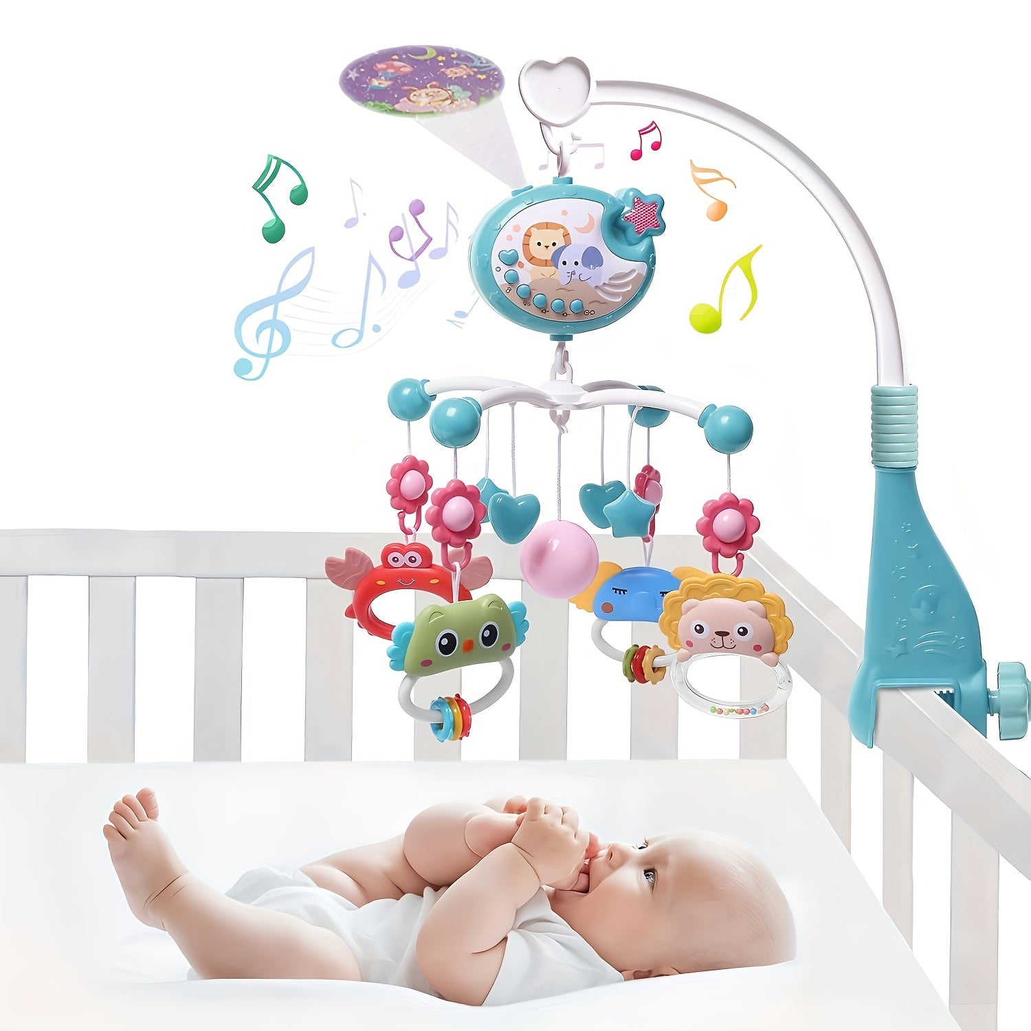 Baby Musical Crib Mobile with Music, Lights & Projection – Take-Along Rattle and Music Box for Newborn Infant Boy Girl, Toddler Sleep Aid, Baby Shower Gift