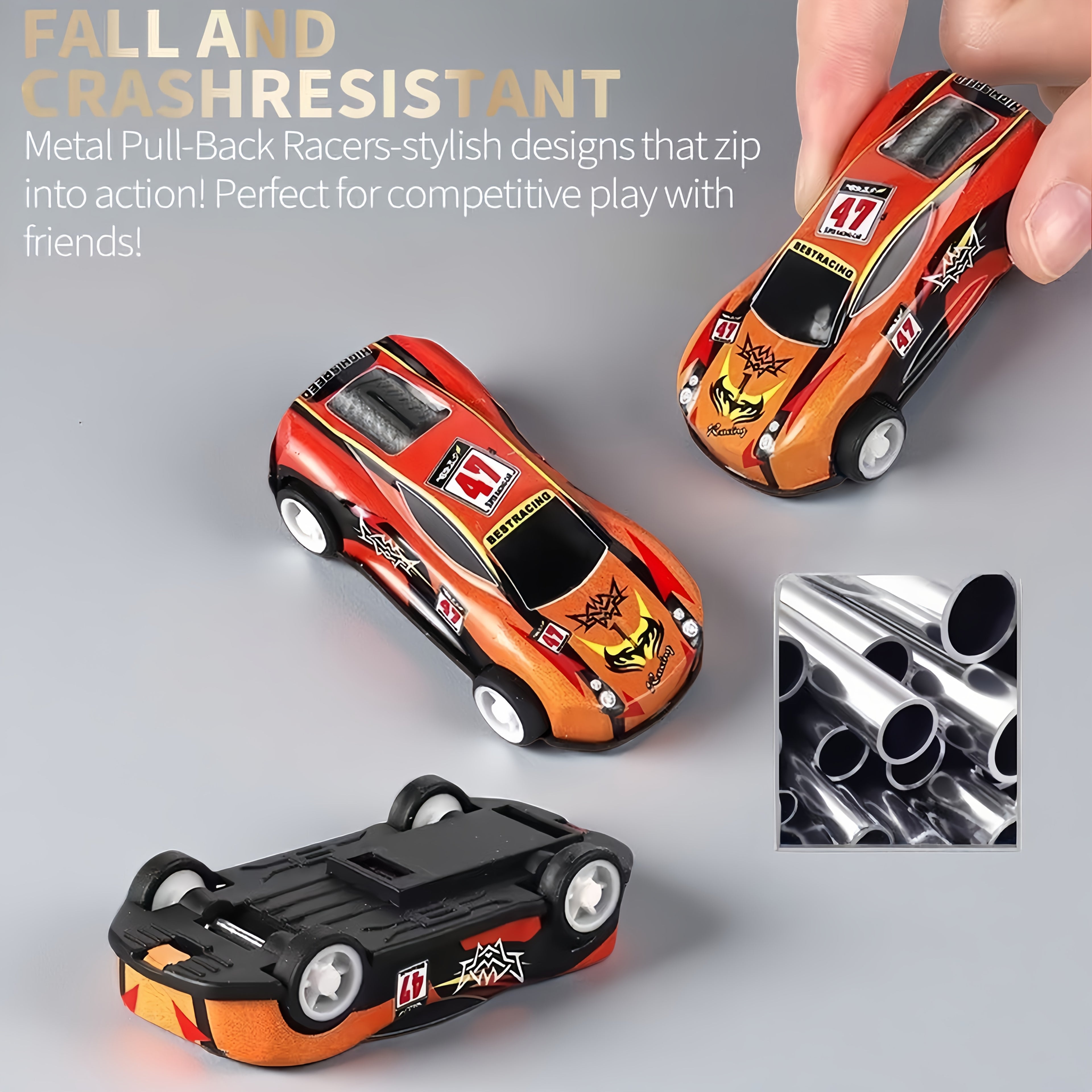 64pcs Mini Pull Back Toy Car Set 56 Vehicles City Map Traffic Signs Storage Box Kids Party Favors Boys Girls Ages 3+ Birthday Christmas Gift