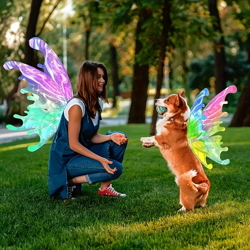 LED Fairy Butterfly Wings USB Rechargeable – Glowing Light-Up Costume Wings for Kids Halloween Cosplay Dress-Up & Parties