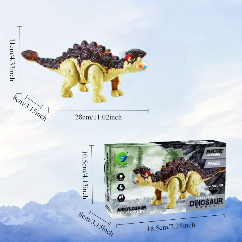 Walking Ankylosaurus Dinosaur Toy with Sound & Light – Interactive Jurassic Dinosaur Figure for Kids – Random Color Electric Dino Toy – Birthday & Children's Day Gift for Boys & Girls