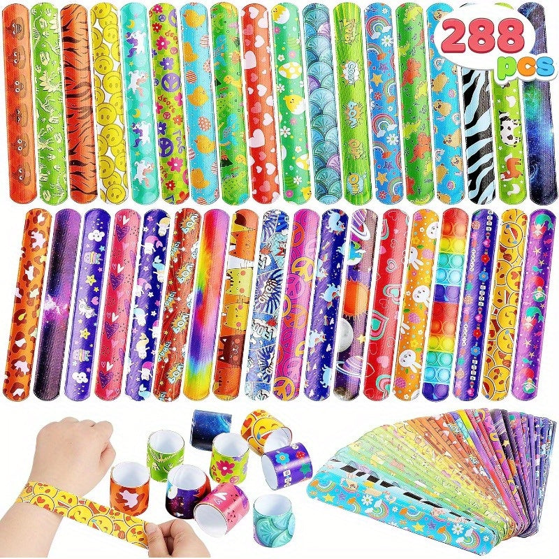 Slap Bracelets Party Favors 288 Pack 36 Designs Unicorn Mermaid Kids Bulk Goodie Bag Fillers Easter Halloween Valentine Classroom Prizes Birthday Party Gifts
