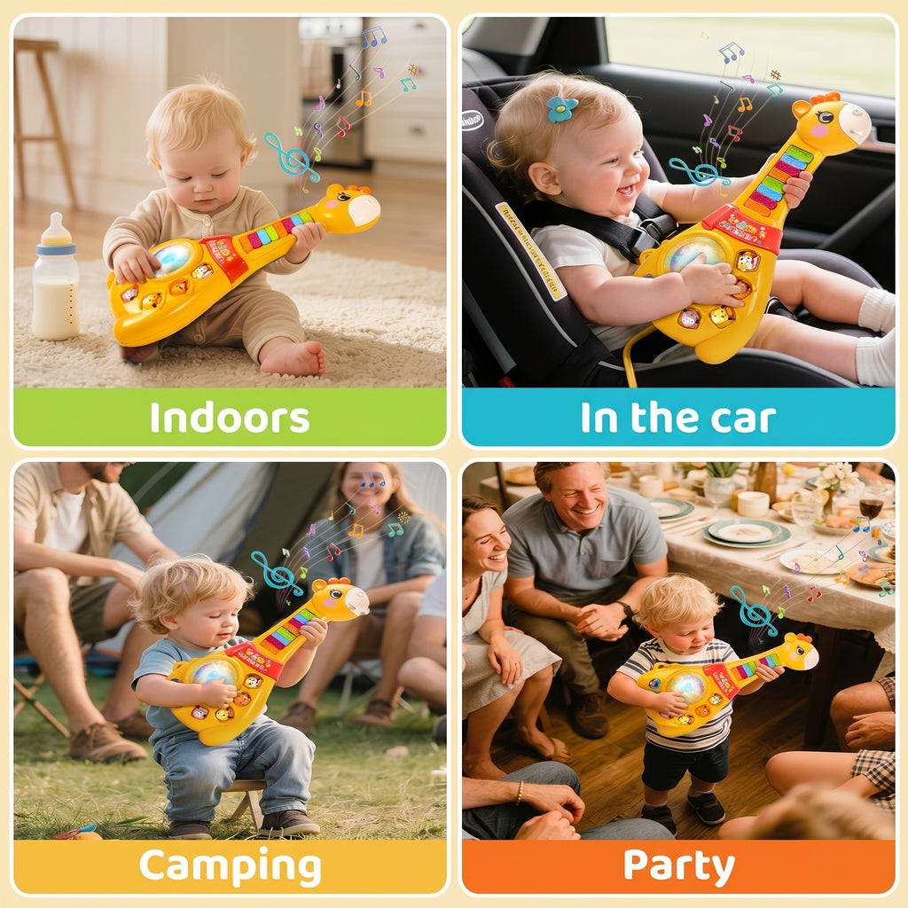 Baby Giraffe Guitar Musical Toy for 12 Months+ – Piano Keys, Animal Sounds & 8 Songs, Flashing Lights, Educational Learning Toy for Toddlers 1 Year Old Boys Girls, First Birthday Christmas Gift