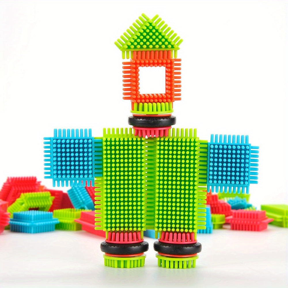 Bristle Blocks 150pcs Hedgehog Building Set for Toddlers Preschool Kids Ages 3 Plus - Soft Interlocking Tiles STEM Educational Toy - Birthday Christmas Gift