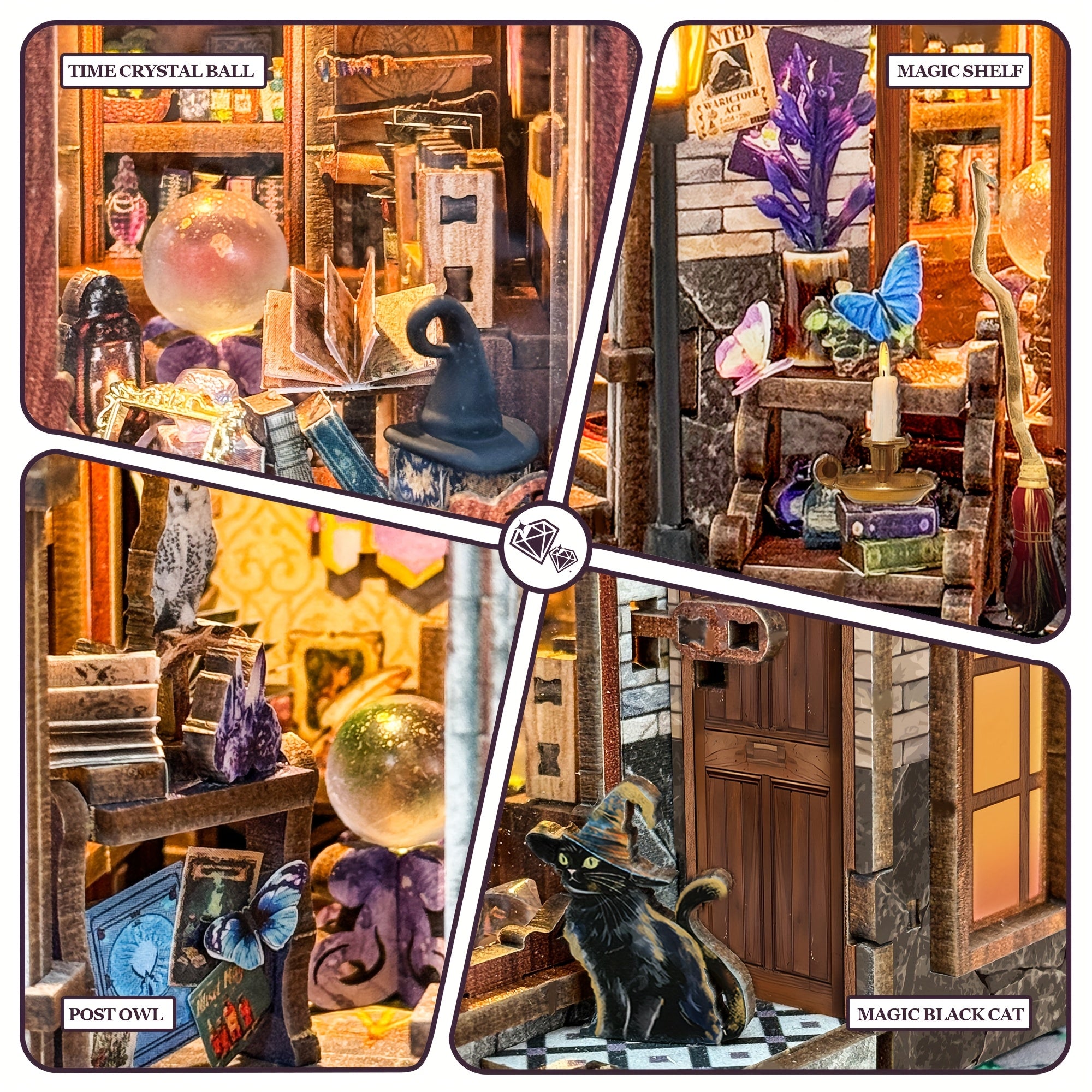 DIY Wooden Miniature Bookhouse Kit Mechanical Link System Model Building Set for Adults Teens Collectors Time Magic Club SQ-71 Craft Gift