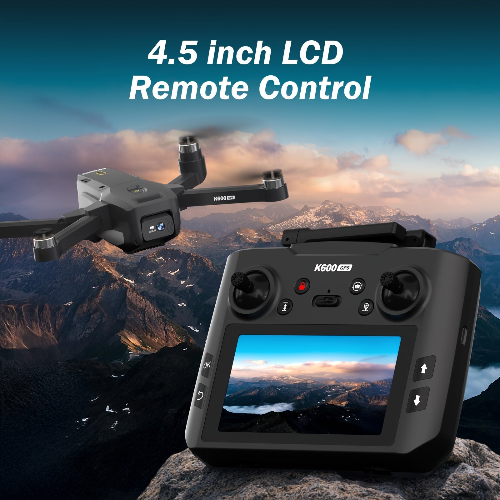 GPS Drone with Camera for Adults, 4.5" LCD RC Screen, Brushless Motor, Follow Me, Auto Return, Gesture Control, Altitude Hold, 3 Speeds, Under 250G – Supports 32G SD Card