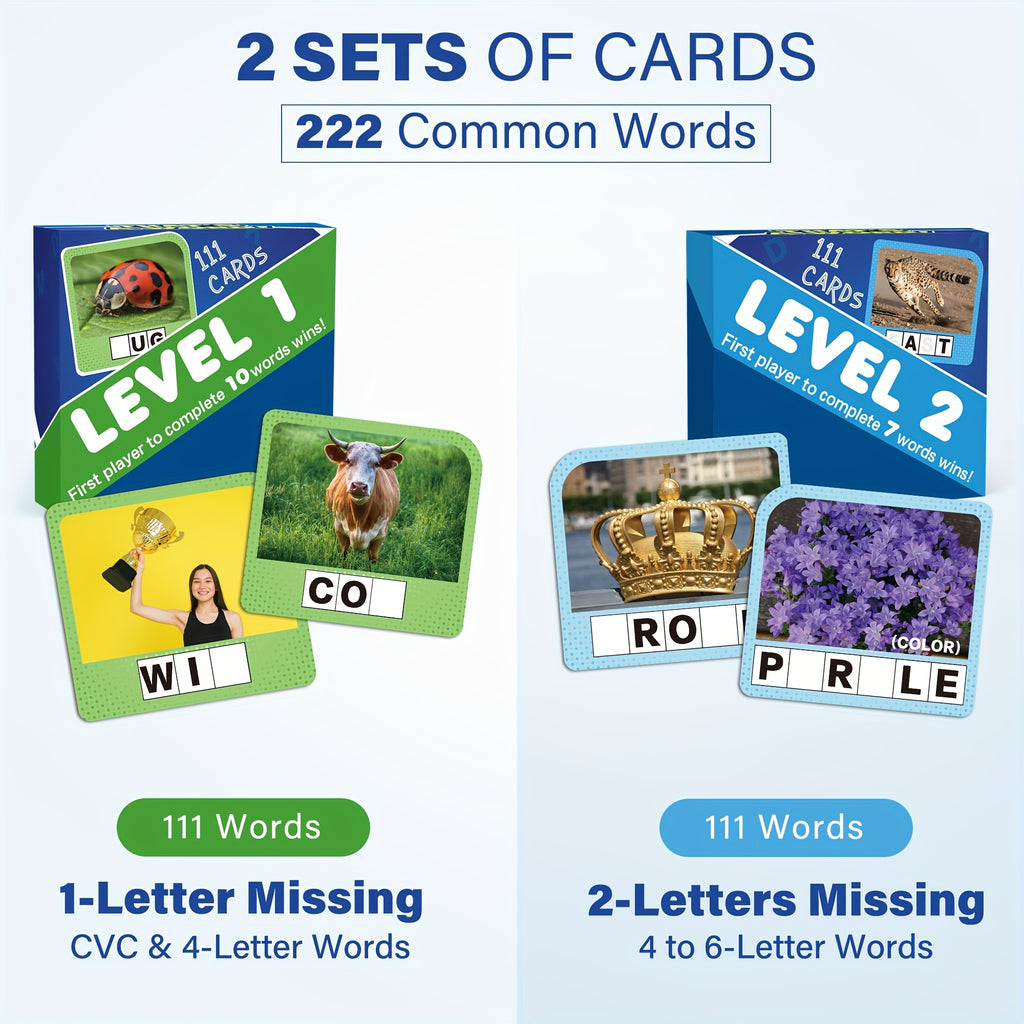 Spelling Game Flash Cards for Kids with 224 Sight Word Cards & 208 Wood Letter Tiles - Phonics Learning Game for Kindergarten Preschool Ages 4-8, Autism ADHD Friendly, Birthday Christmas Gift Boys Girls