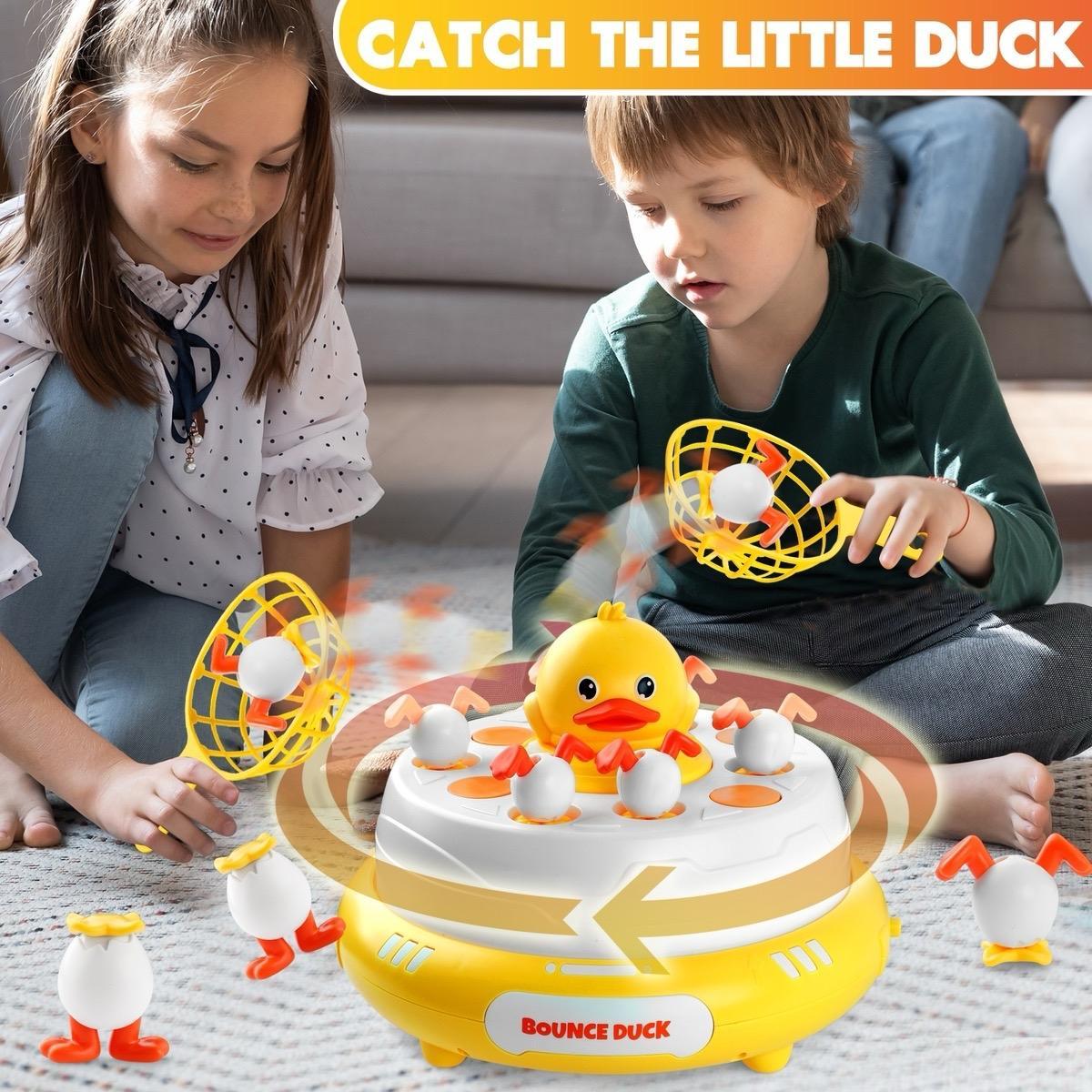 Pop-Up Musical Duck Catching Game for Kids – Bounce and Catch Duck Board Game with Lights & Music, Hand-Eye Coordination Toy, Ages 3+, Includes 10 Ducks & 2 Nets