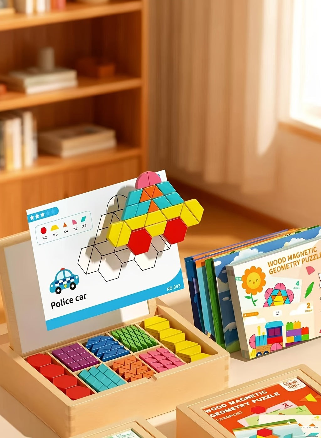 Magnetic Wooden Puzzle for Kids Ages 3-8 – Creative Geometric Shape Building Blocks STEM Educational Toy 128-280 Pieces