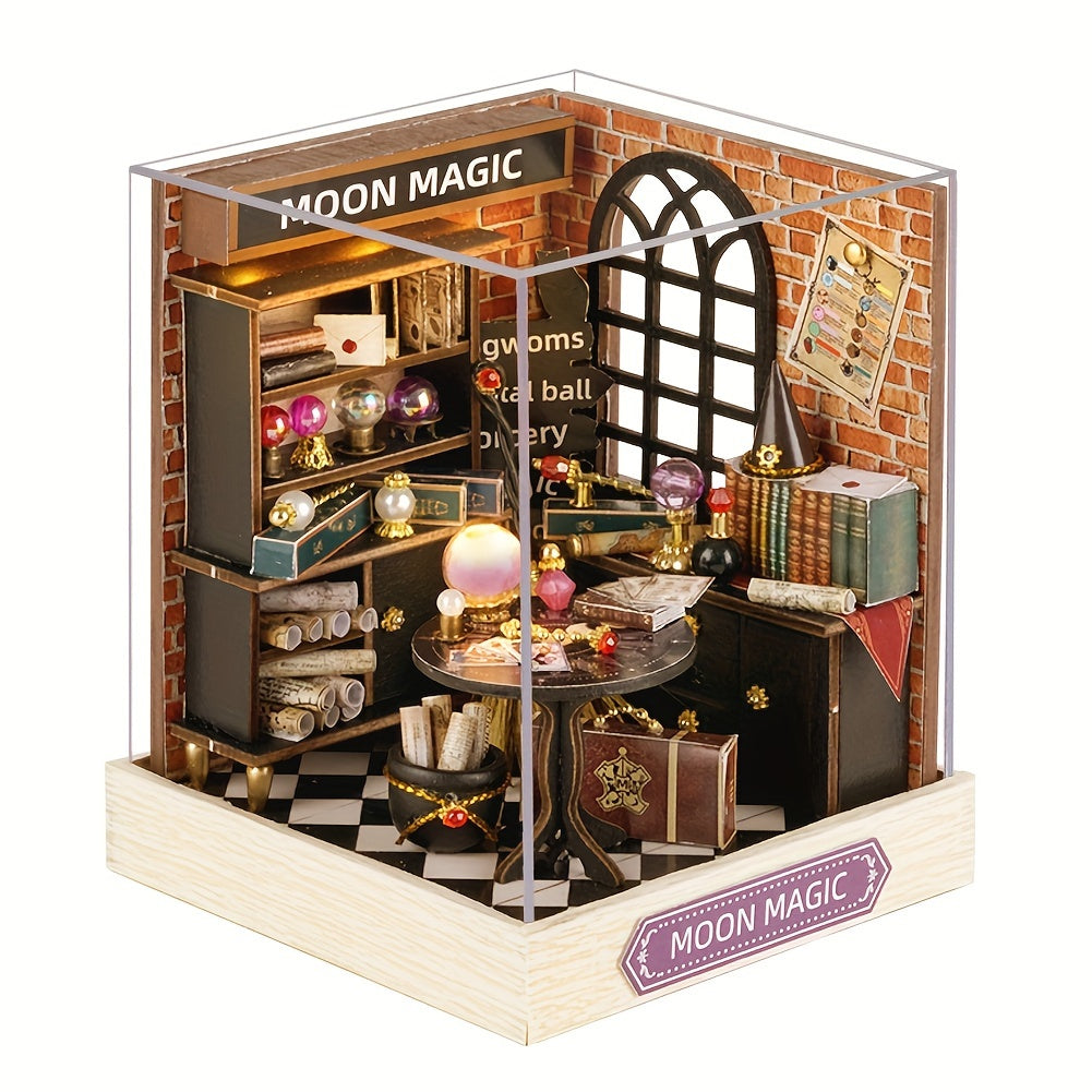 DIY Wooden Dollhouse Kit with Dust Cover – Handmade Miniature Puzzle Tiny House with Furniture for Teens Adults Christmas Birthday Gift