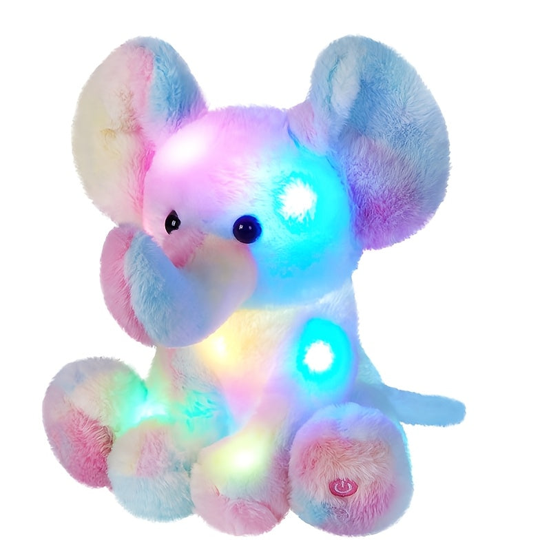 Musical Glowing Rainbow Elephant Plush Toy 12 Inch Night Light Lullaby Soft Stuffed Animal Soothing Baby Gift Birthday Decor for Kids Toddlers