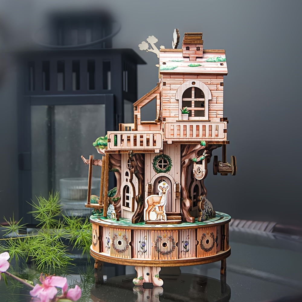 3D Wooden Puzzle Musical Carousel – Intricate DIY Model Kit Display Gift for Teens Adults Men Women Families Christmas Birthday