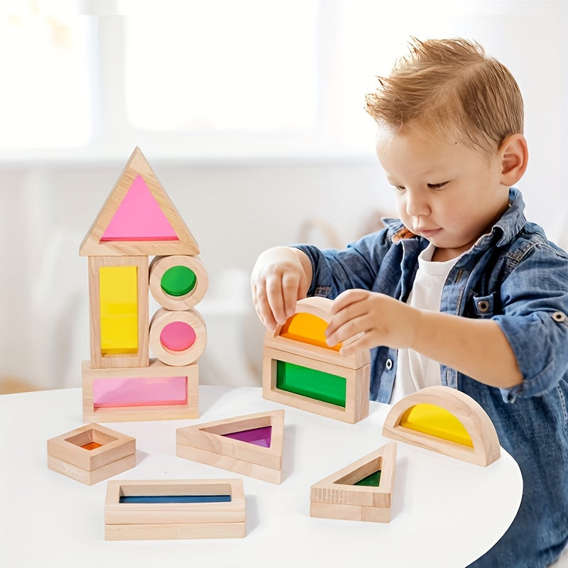 Translucent Colored Acrylic Building Blocks for Kids - Geometric Sensory Construction Toy, Parent-Child Bonding Educational Gift for Birthdays & Holidays