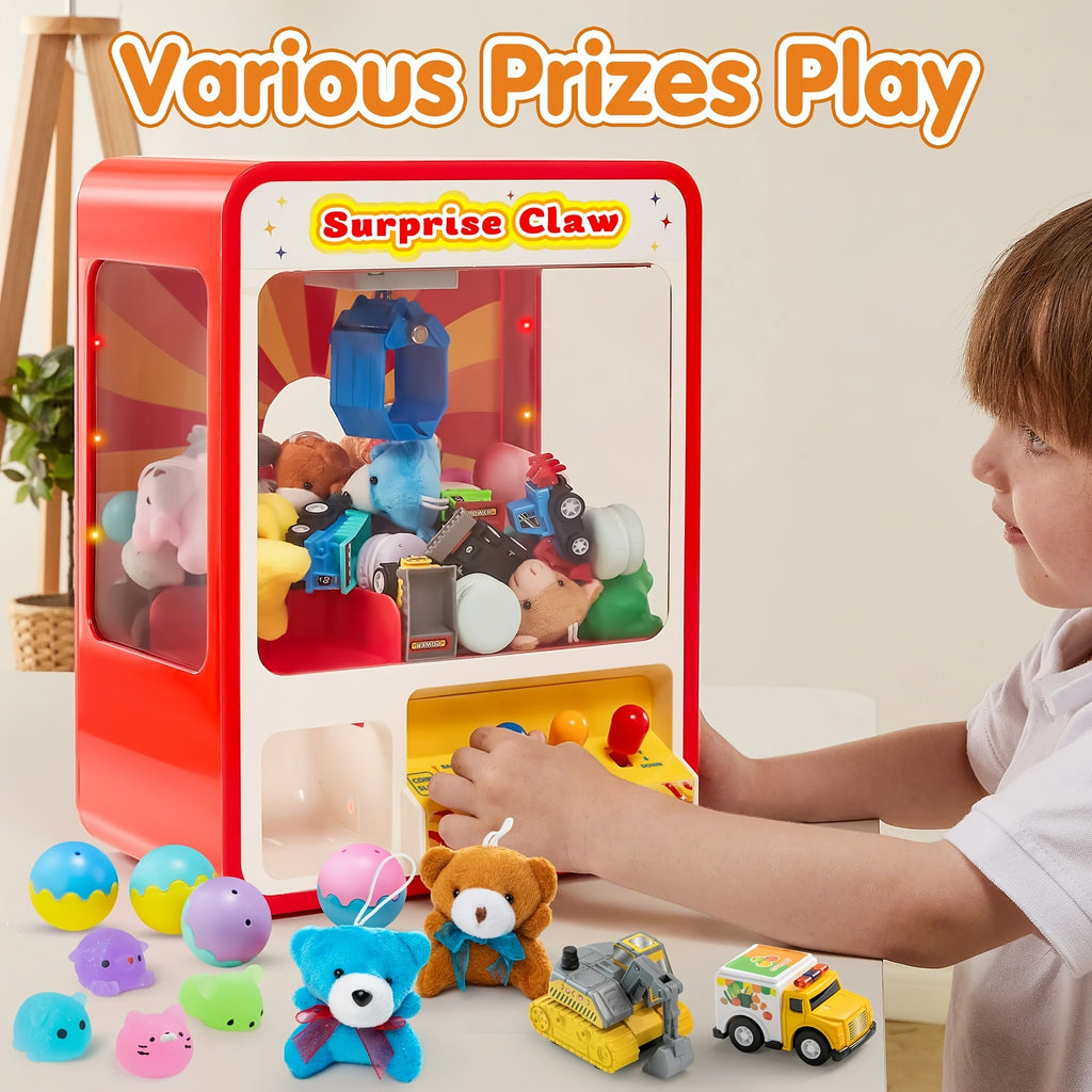 Mini Claw Machine Arcade Toy with LED Lights Adjustable Sound - Rechargeable Kids Claw Machine Birthday Christmas Gift Boys Girls Ages 3-8