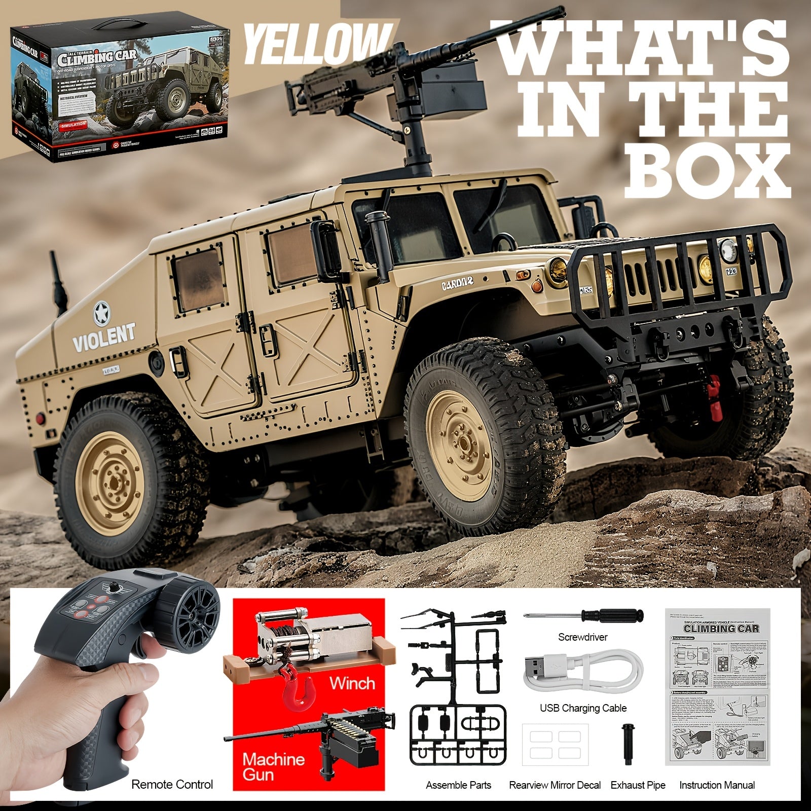 RC Off-Road Crawler Truck C8835 Full Scale Adult Remote Control Car Climbing Variable Speed Belt Simulation LED Lights Multiple Modes Hobby Gift for Men
