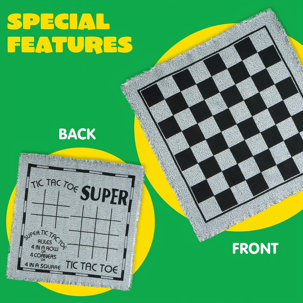 3-in-1 Giant Checkers and Tic Tac Toe Game Set with Reversible Mat 24 Oversized Chips Family Lawn Game Indoor Outdoor BBQ Party Easter Birthday Gift Ages 3+