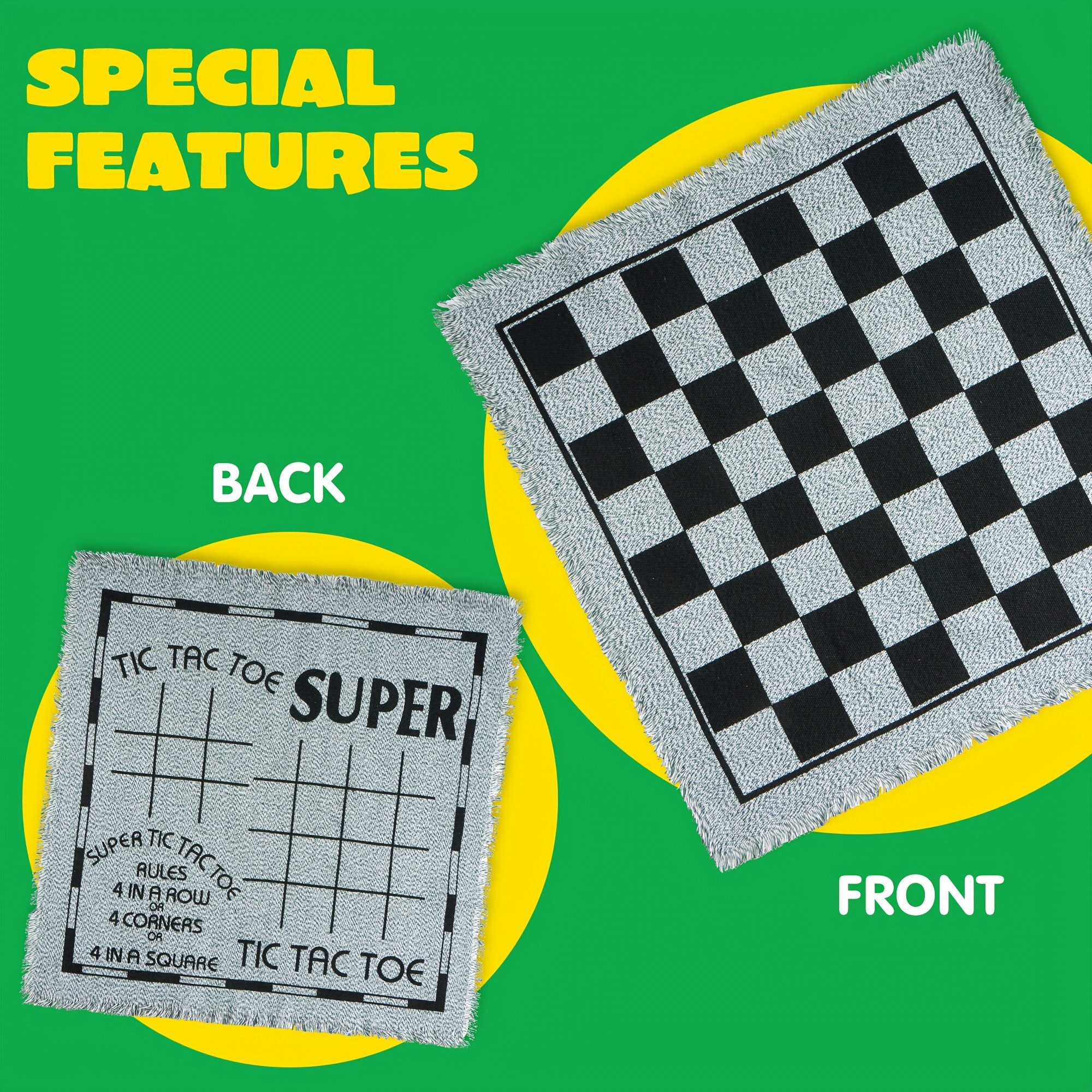 3-in-1 Giant Checkers and Tic Tac Toe Game Set with Reversible Mat 24 Oversized Chips Family Lawn Game Indoor Outdoor BBQ Party Easter Birthday Gift Ages 3+