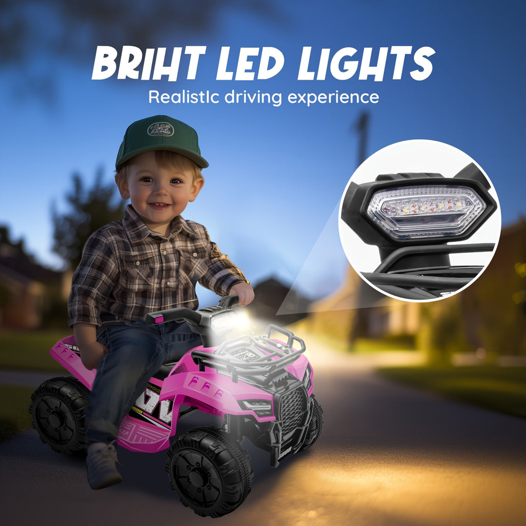 Kids Ride-On ATV 4-Wheeler 6V Electric Quad with Treaded Tires Rubber Handles & Push-Button Start – Safe Toddler Toy for Ages 18-36 Months Boys Girls