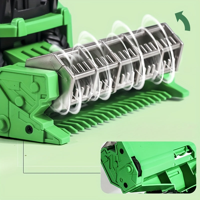 Toy Wheat Harvester Inertia Farm Vehicle for Kids Ages 3+ Battery-Free Push Go Agricultural Tractor Simulation Model Boys Girls Gift