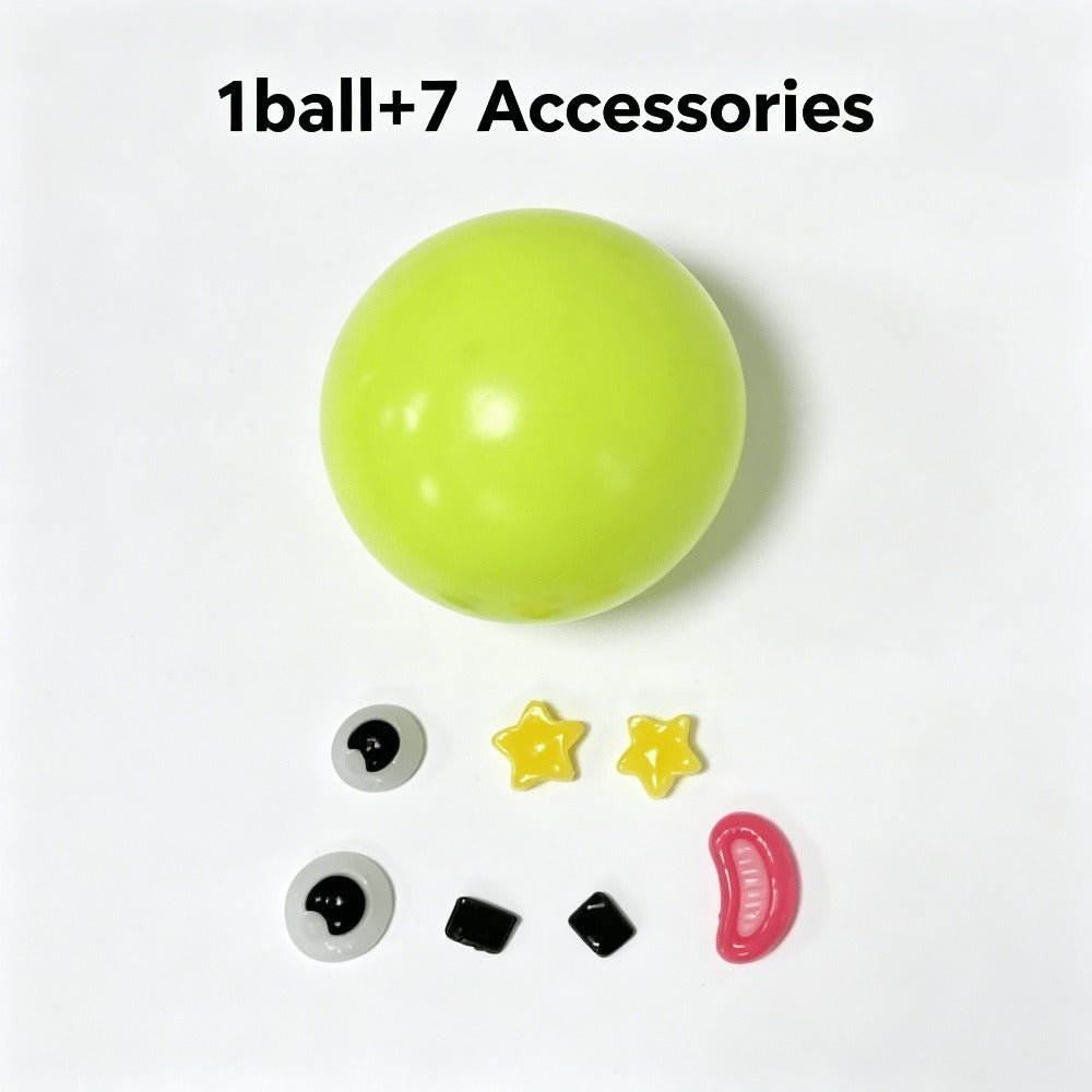 Funny Face Stress Relief Squeeze Ball with Accessories - Quick Rebound Soft Squeezing Toy Anxiety Relief Relaxing Gift Pink Green Purple Yellow Blue