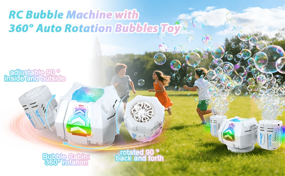 Automatic Bubble Machine 2 Pack – 30000+ Bubbles/Min Dual Nozzle with RGB Lights Remote Control Rechargeable Bubble Blower for Kids Birthday Wedding Party Pool