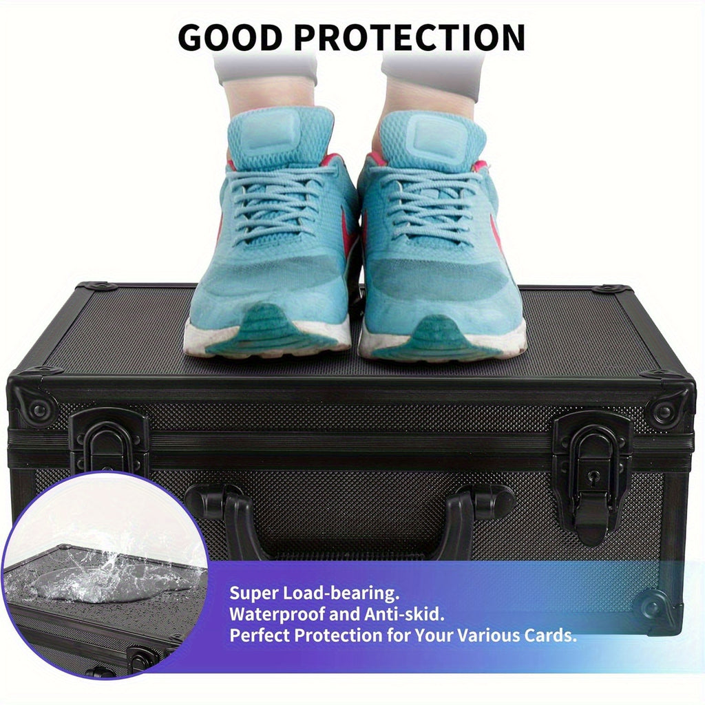 Trading Card Top Loader Storage Box Holds 600+ Cards 3"x4" 35pt Rigid Card Case Organizer with Lock for Sports Cards Pokemon MTG
