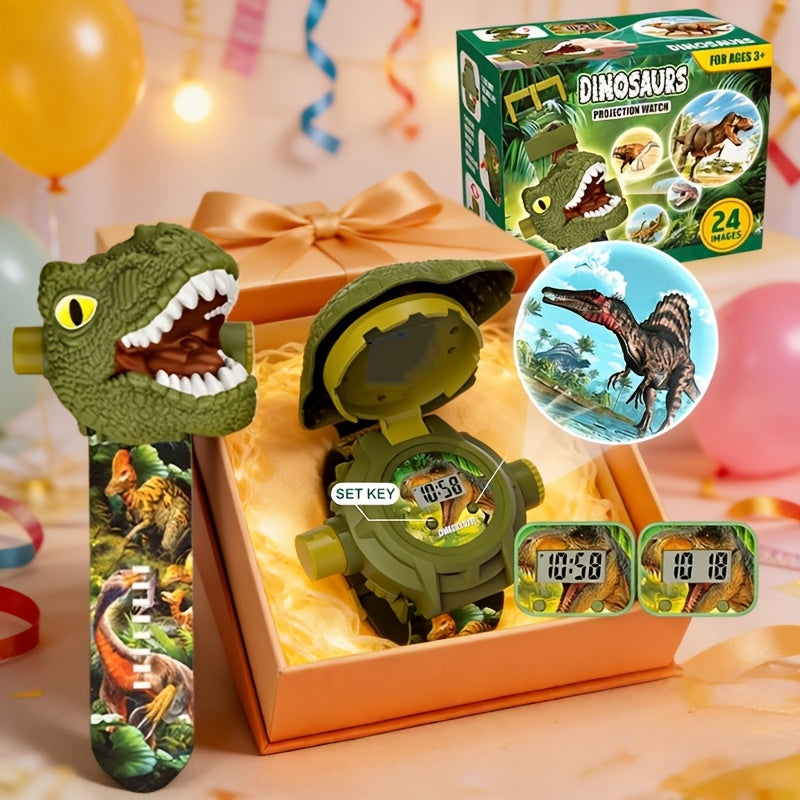 Kids Dinosaur Projection Watch Toy with 24 Dino Patterns & Real Time Display - Fun Dragon Watch Projects Dinosaur Adventure World Birthday Holiday Gift for Boys Girls