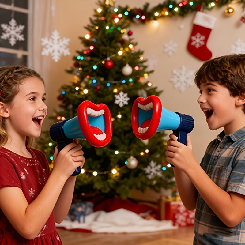 Voice Changer Megaphone Toy for Kids Big Mouth - Multi Sound Effects Handheld Prank Toy Birthday Party Christmas Gift Interactive Game Prop White Blue