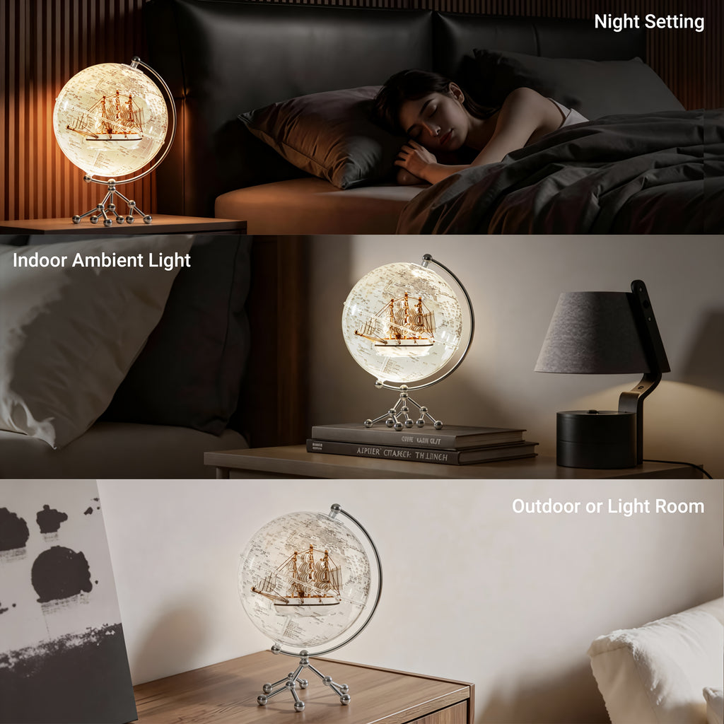 LED Illuminated Crystal Earth Globe with Metal Stand – 7.87" Lighted World Map Sphere for Desktop, Bookshelf & Home Decor, Unique Gift for Adults & Kids
