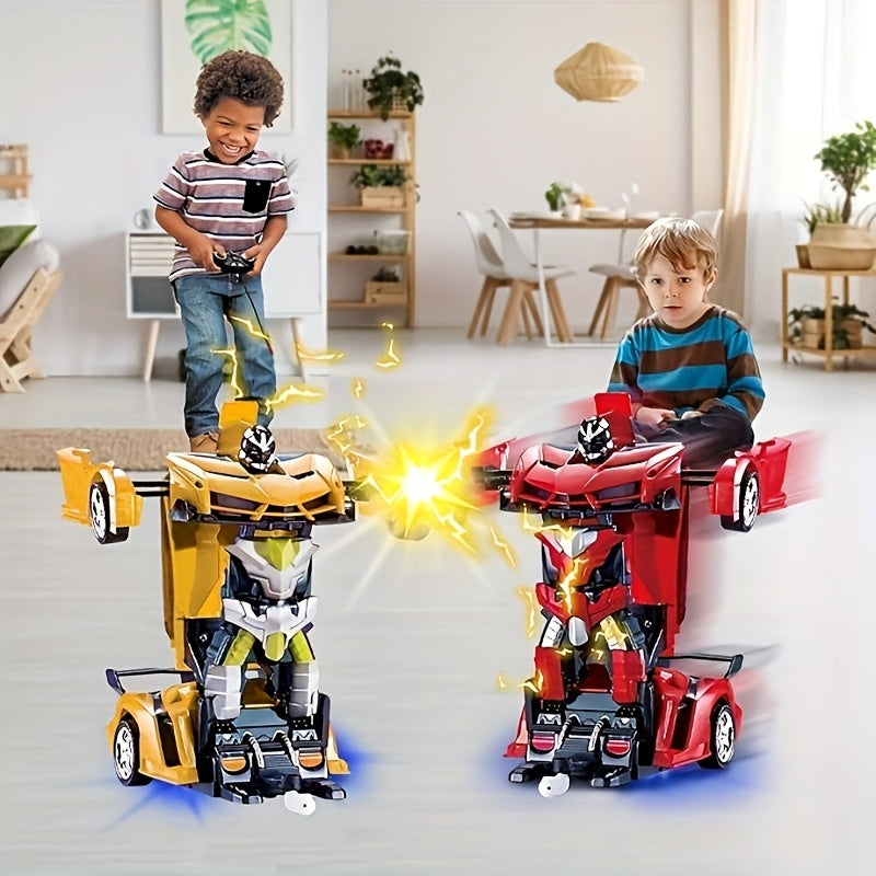 RC Robot Stunt Car One-Button Transform 2.4GHz 360 Drift LED Light 45M Range Parent Child Interactive Toy Kids Boys Ages 3+ Christmas Birthday Festival Gift