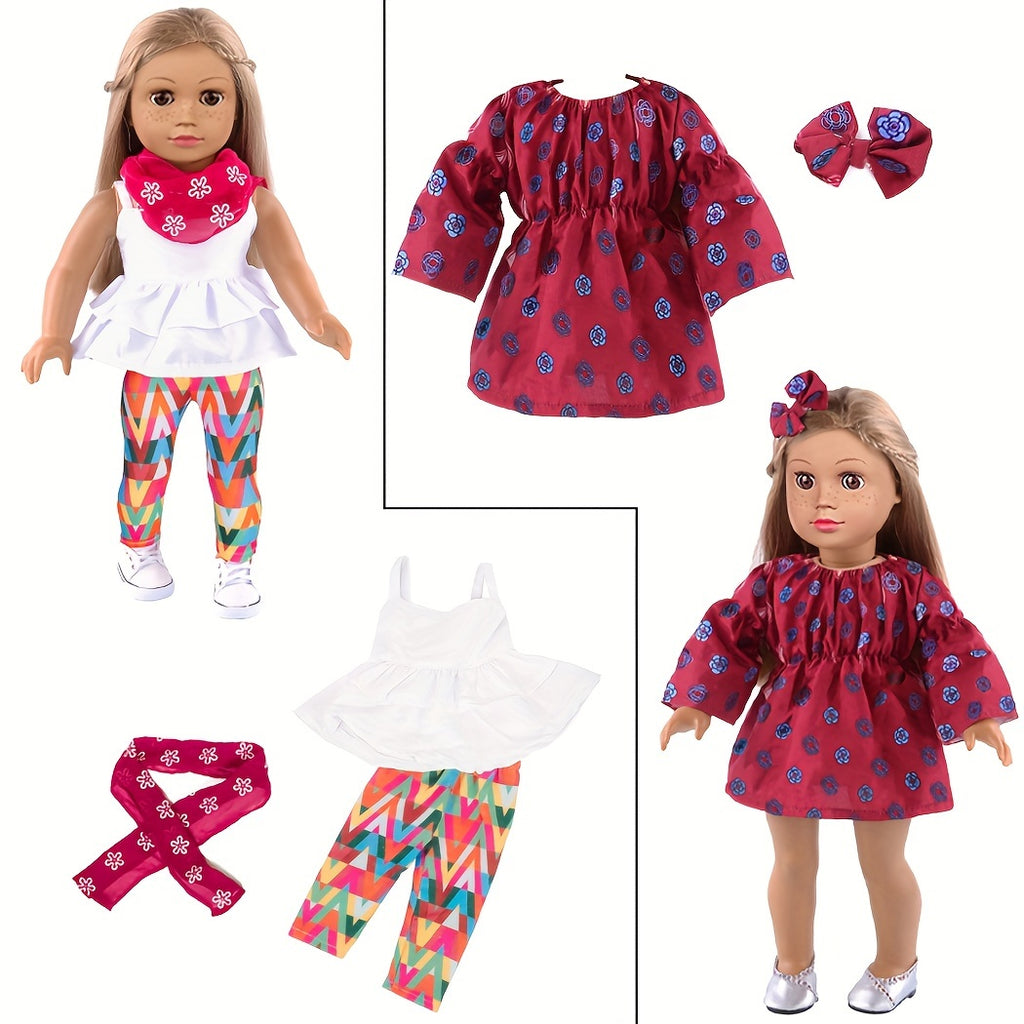 18 Inch Doll Outfits 10 Sets – Trendy Mix & Match Doll Clothes for 18 Inch Girl Dolls, Easy On Off, Birthday Christmas Gift for Girls Ages 3+ (No Doll No Shoes)