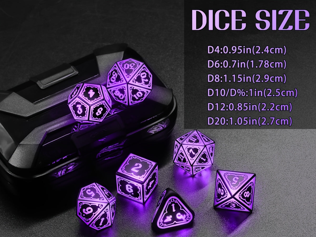 LED DND Dice Set with Wireless Rechargeable Charging Case 7 Polyhedral Glowing Dice – D4 D6 D8 D10 D12 D20 D100 for RPG Tabletop Games, Clear Numbers, 6Hr Battery, Christmas Halloween Gift
