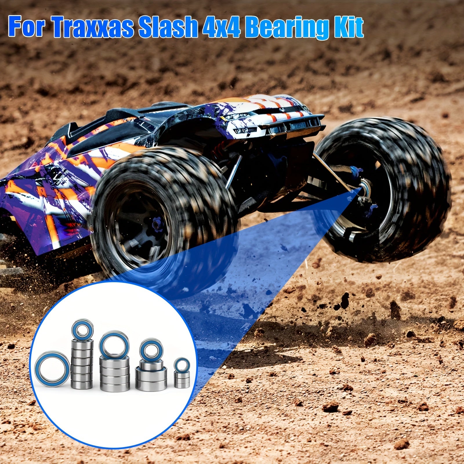 RC Ball Bearing Set 21-Piece for Traxxas Slash 4x4 & Stampede 4WD VXL, Alloy Steel High-Speed Sealed Bearings, 1/10 RC Crawler Replacement Parts