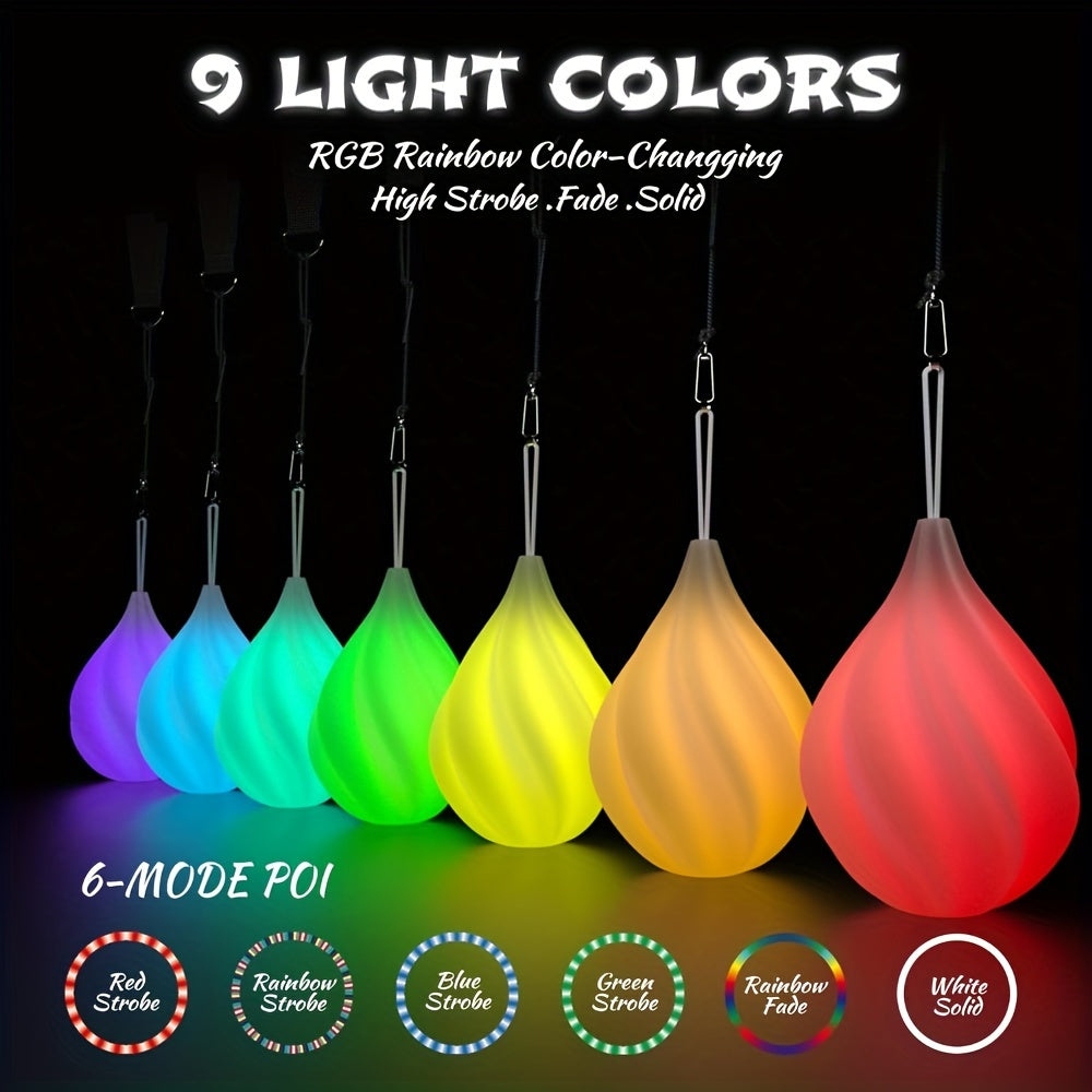 LED Poi Balls Soft Spinning Glow Poi Rainbow Fade High Strobe for Beginners Professionals Dance Performance Entertainment Gift
