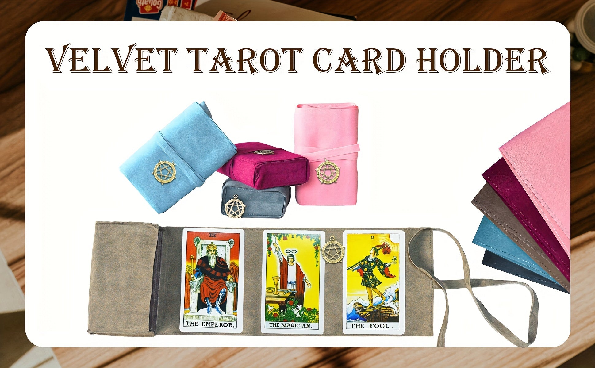 Velvet Tarot Card Storage Bag Set of 5 with Retro Pendant – Drawstring Pouch for Tarot Cards, Crystals, Runes & Oracle Decks, Spiritual Witchcraft Gift for Readers & Collectors
