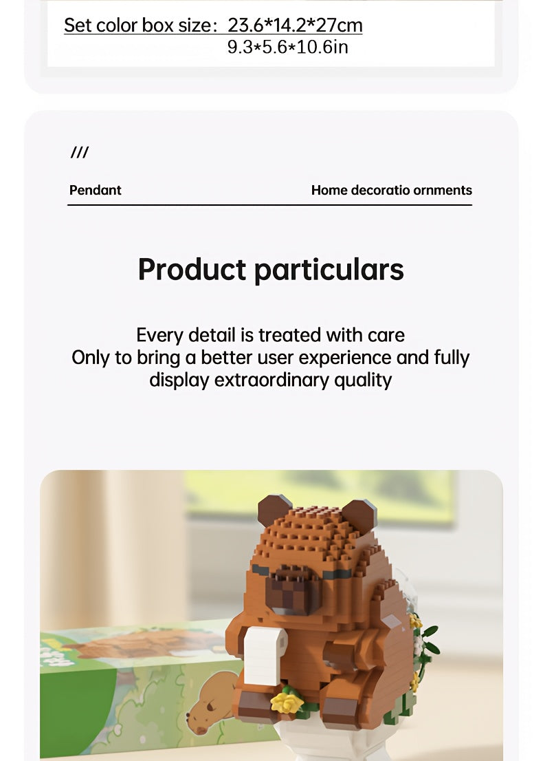 Capybara Micro Building Blocks 562pcs Miniature Collector Edition DIY Desk Decor Stress Relief Toy - Multiple Themes - Birthday Easter Christmas Gift for Boys Girls Teens Adults