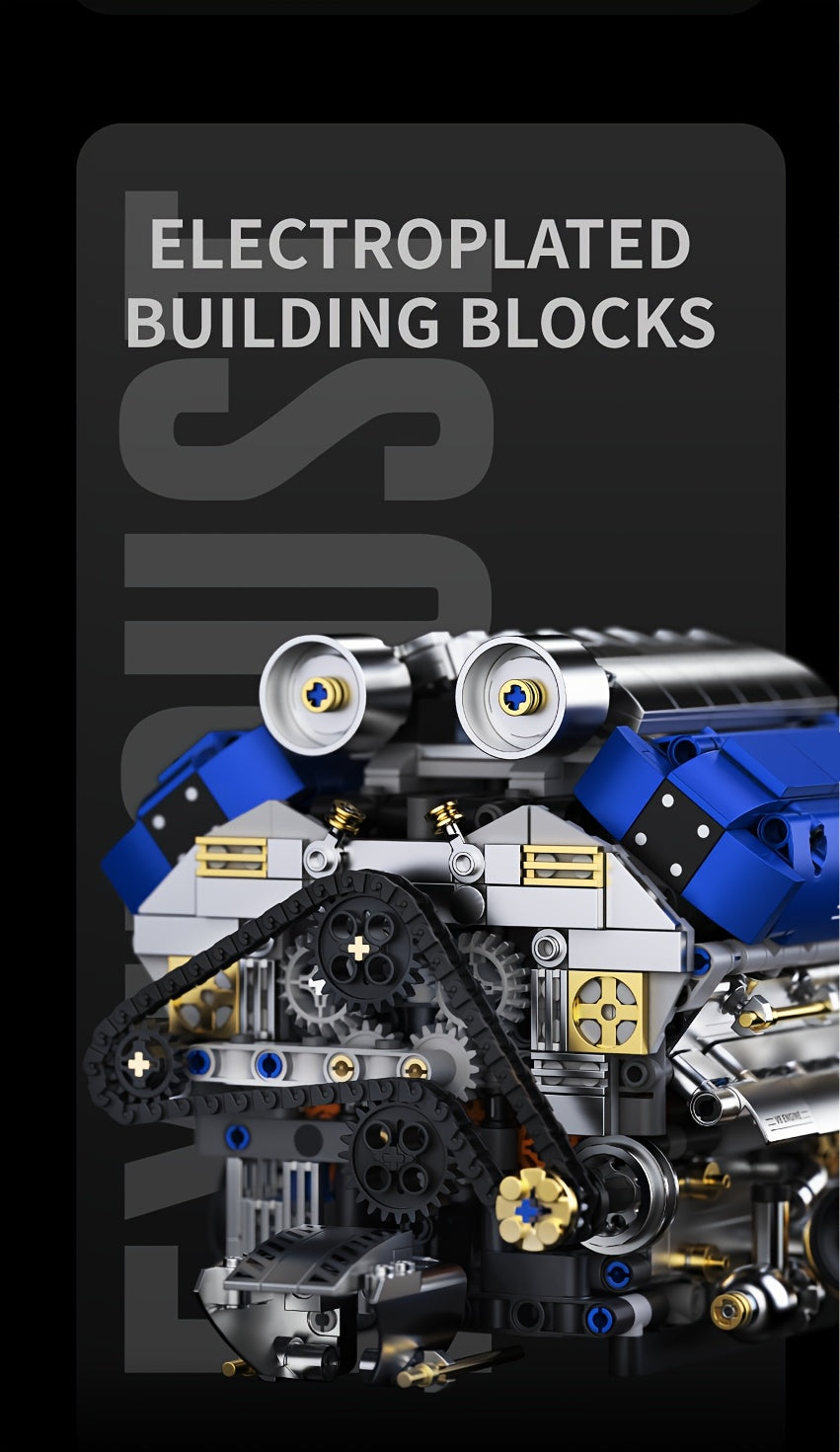 V8 Engine Building Block Set 1289 Piece & F1 Racing Steering Wheel 1221 Piece – Operable Mechanical STEM Model Kit, Realistic Desktop Decor for Adults Teens, Birthday Christmas Gift Car Enthusiasts