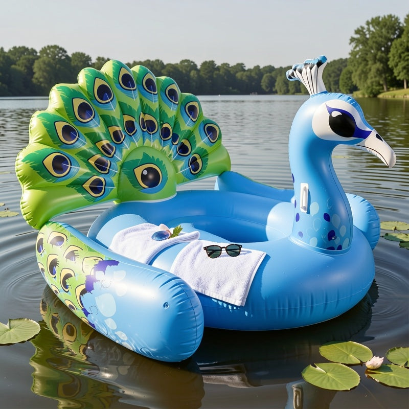 Inflatable Peacock Pool Float Adult Extra Large – Giant 66" Ride-On Inflatable Pool Raft for Adults, Summer Party