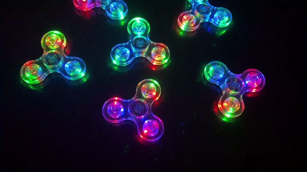 Glow in the Dark Fidget Spinner 12 Pack LED Crystal Spinning Top 4-Gear Adjustable Speed Stress Relief Toy for Kids Teens Adults Party Favor Gift