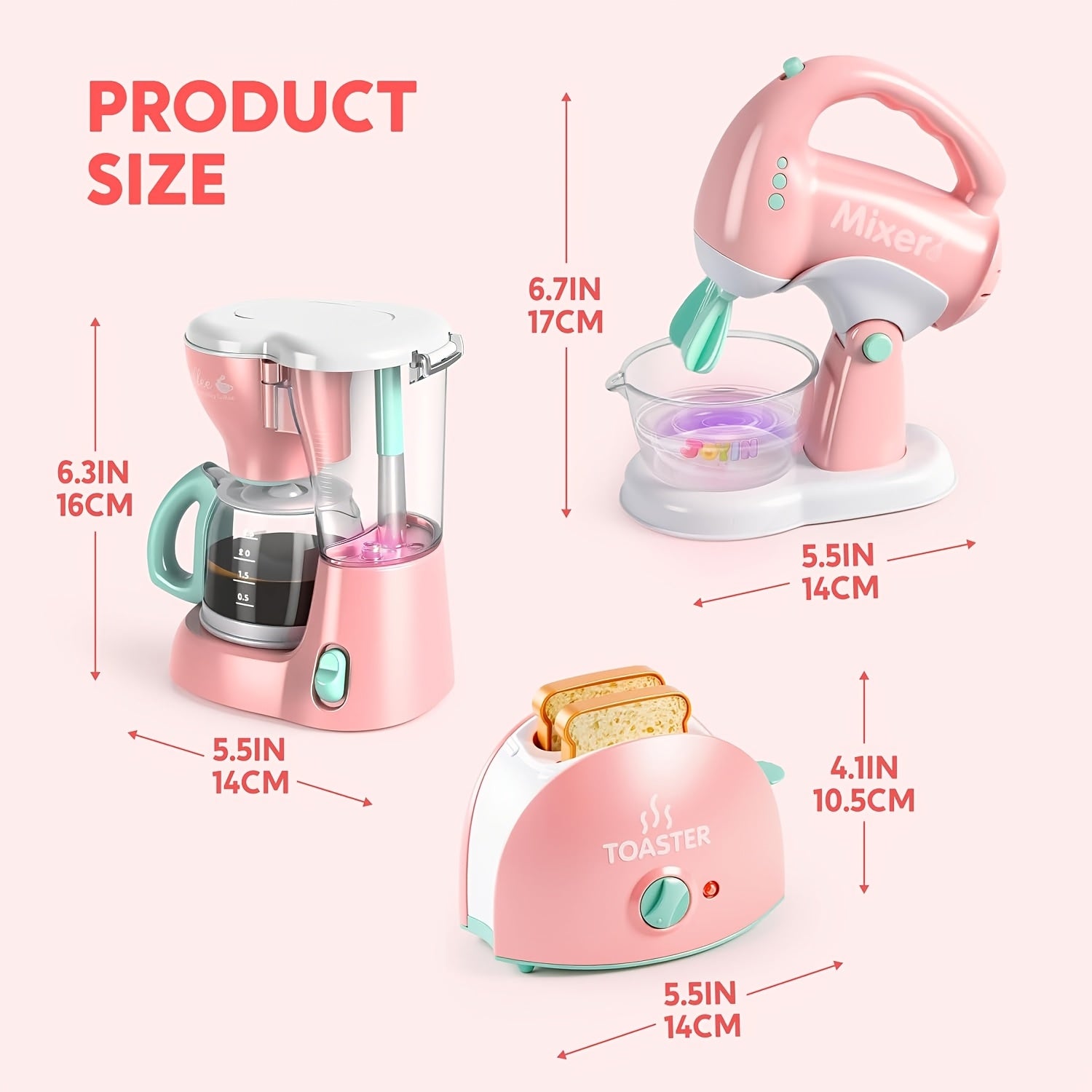 Kids Play Kitchen Toy Set with Coffee Maker, Mixer & Toaster – 25-Piece Pretend Play Appliance Toys with Utensils Plates Cups for Toddlers Ages 3+ Birthday Gift