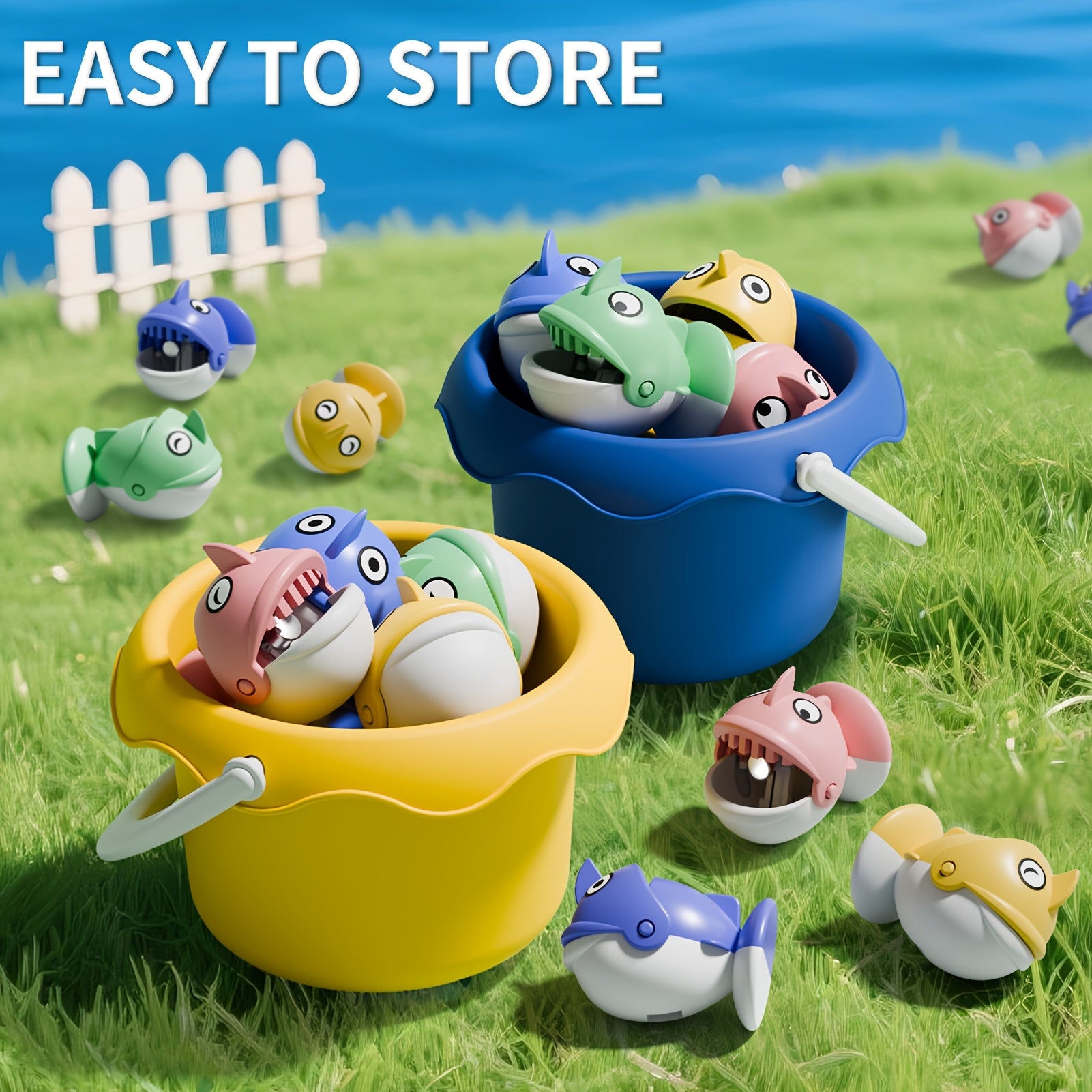 Kids Magnetic Fishing Game Toy 66pcs Ocean Theme 1-8 Players Educational Fine Motor Skills Toddler Boys Girls Birthday Holiday Gift Ages 1-8