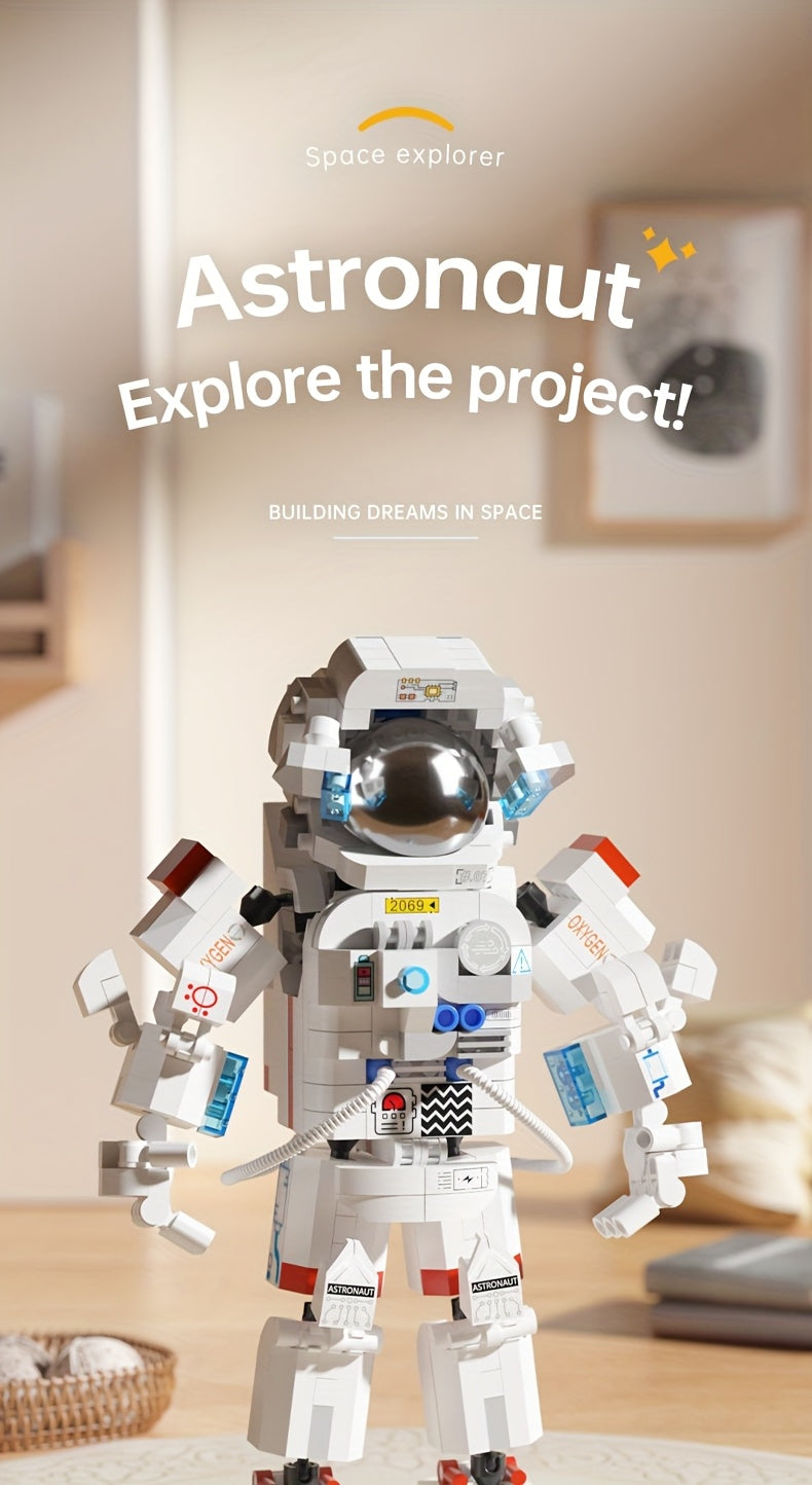Astronaut Mini Building Block Set 623pcs – Space Theme DIY Desk Decoration, Stress-Relieving Assembly Toy for Boys & Girls, Easter & Holiday Gift