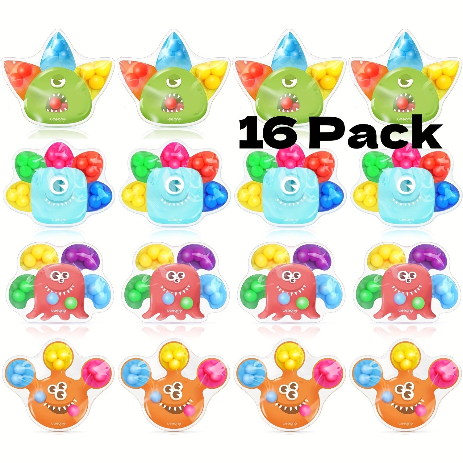 Weird Squeeze Sensory Toys Set - Kids Color Sorting & Fine Motor Skills Toy, Preschool Sensory Activity Set, Portable Stress Relief Squeeze Toy for Classroom Travel Party Gift, 4/8/12/16pcs